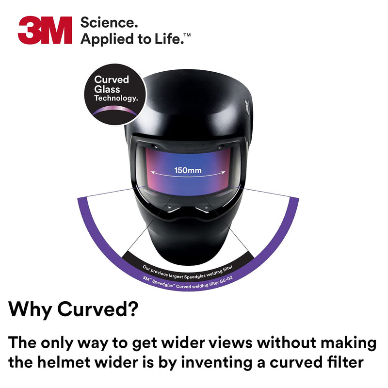 3M™ Speedglas™ G5-02 Welding Helmet 08-0100-50iC, with Curved G5-02 ADF, Headband, Cleaning Wipe, and Bag