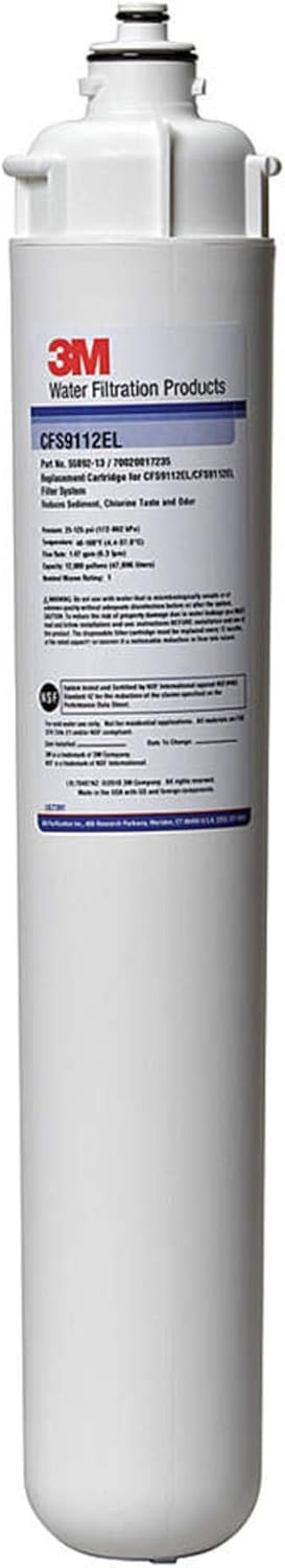 3M CFS9112EL 9000 Series Retrofit Filter Cartridge – 1 μm, 1.67 GPM, Extended Length. Each