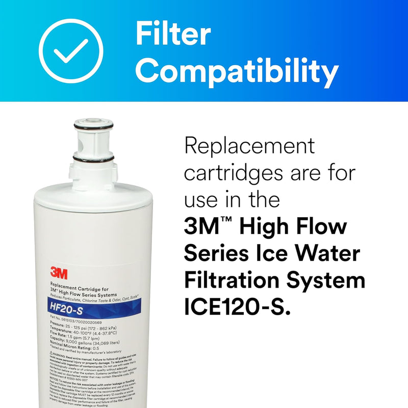 3M HF20-S Commercial Water Filter Cartridge, for ICE120-S Water System. Each