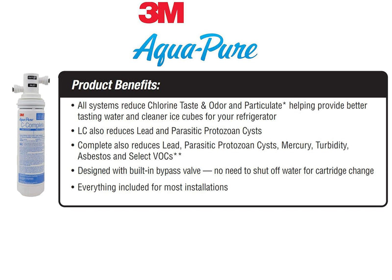 3M Aqua-Pure AP Easy C-Complete Under Sink Dedicated Faucet Replacement Water Filter Cartridge. Each