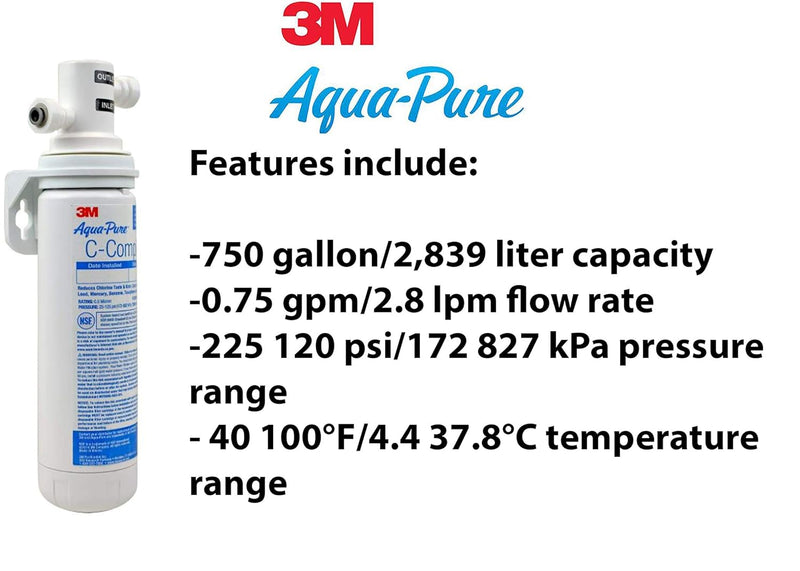 3M Aqua-Pure AP Easy C-Complete Under Sink Dedicated Faucet Replacement Water Filter Cartridge. Each