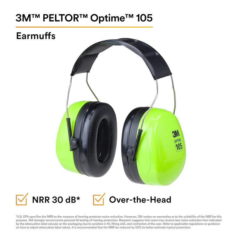 3M PELTOR H10A-HV Optime 105 Earmuffs, Over-The-Head (NRR)*: 30 dB. CSA Class A. Each