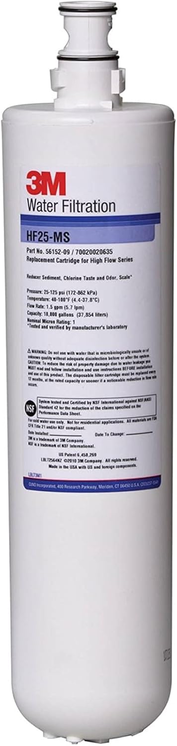 3M HF25-MS High Flow Series Replacement Water Filter Cartridge. Each