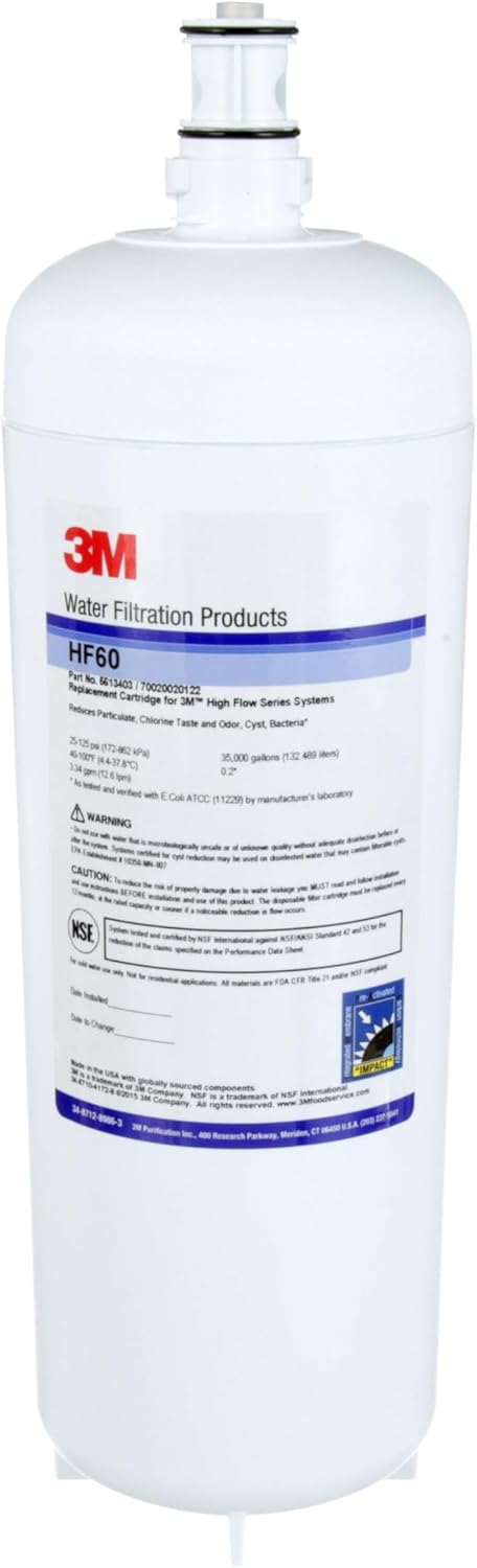 3M HF60 High Flow Water Filtration Cartridge – Quick Change, 35,000 Gallon Capacity. Each