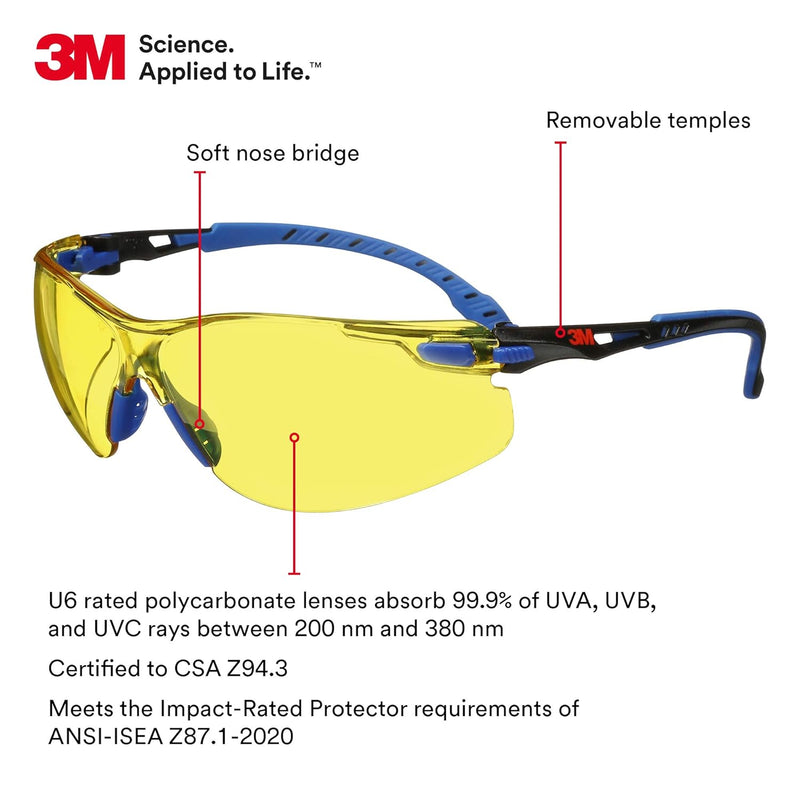 3M Solus S1103SGAF Protective Eyewear with Amber Scotchgard Anti-Fog Lens. Each