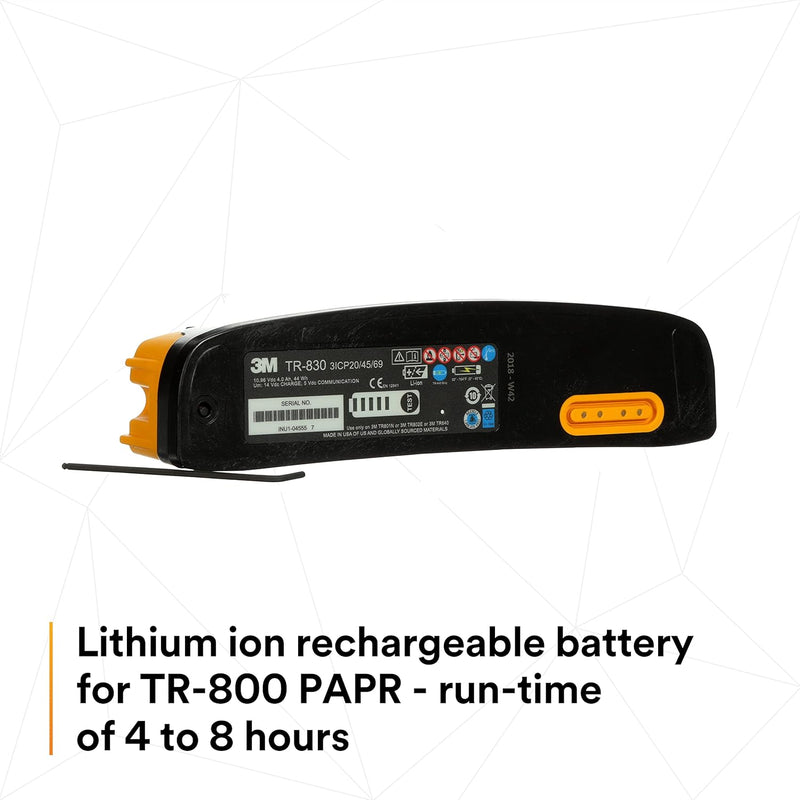 3M Versaflo TR-830 Lithium-Ion Rechargeable Battery, for 3M Versaflo TR-800 Series Powered Air Purifying Respirator, Intrinsically Safe. Each